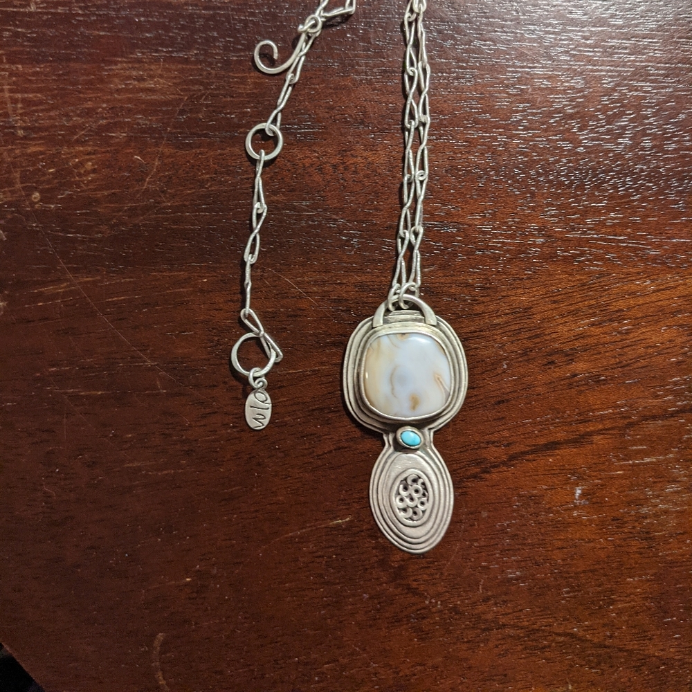 Handmade silver and natural stone necklace